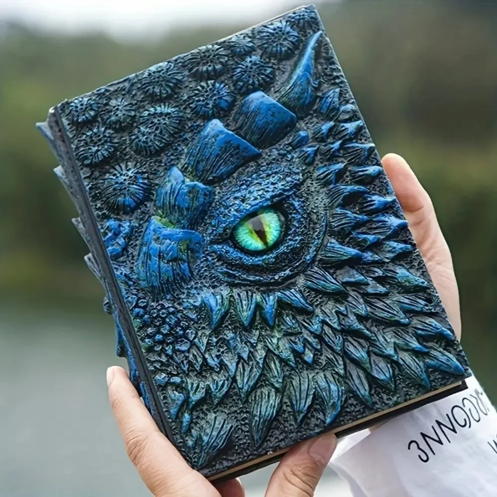 Blue Dragon Eye Journal – Fantasy 3D Hardcover Notebook with Resin Cover